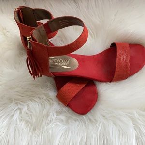 Aerosoles red/brick low heel wedges